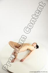 Nude Gymnastic poses Woman White Sitting poses - ALL Slim long black Multi angle poses Pinup